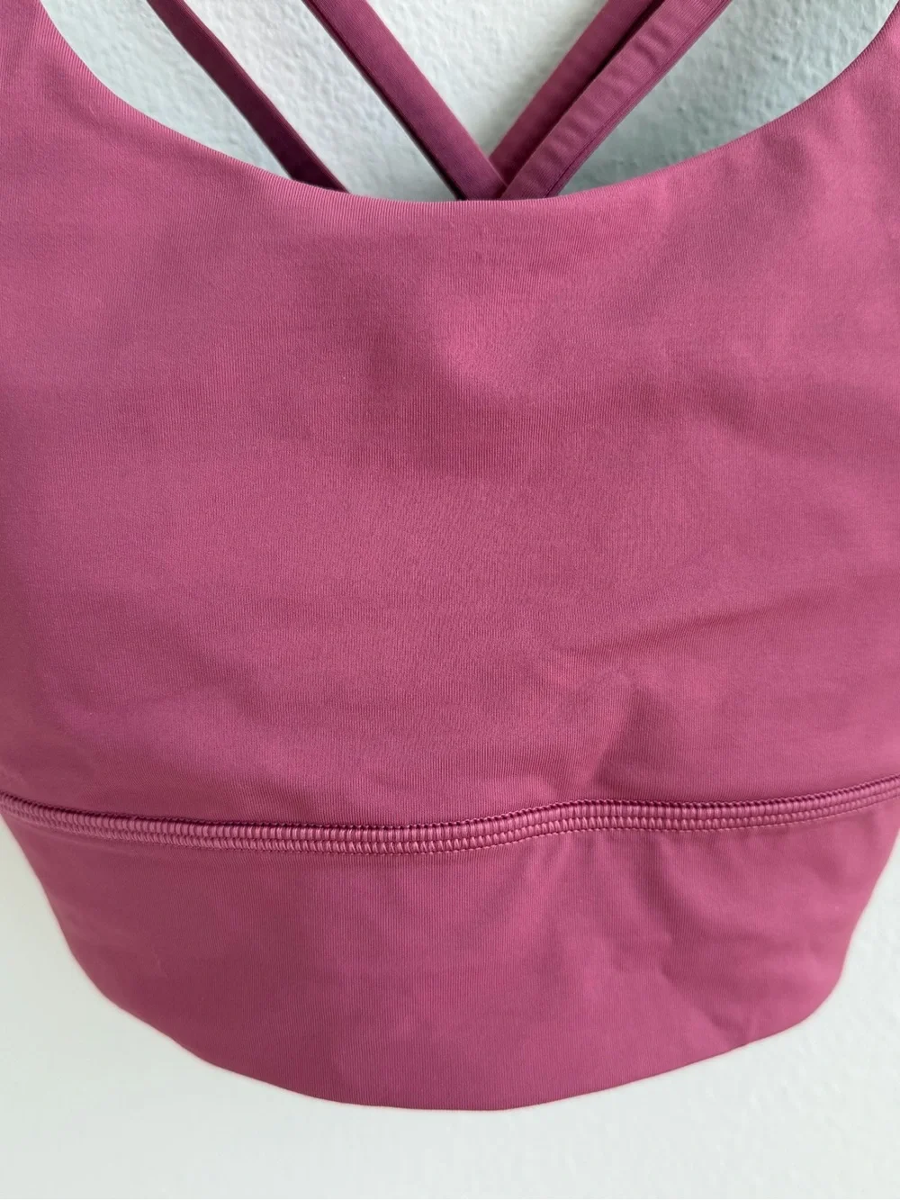 Lululemon Energy Bra Longline Pink Mauve Size 6 Strappy Crossback Sports Bra